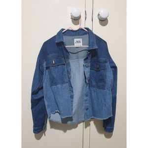 zara cropped jeans jacket